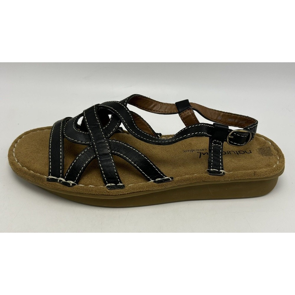 Naturalizer Sandals Womens 6 Black Leather Strappy Comfy Ditza Soul Shoes
